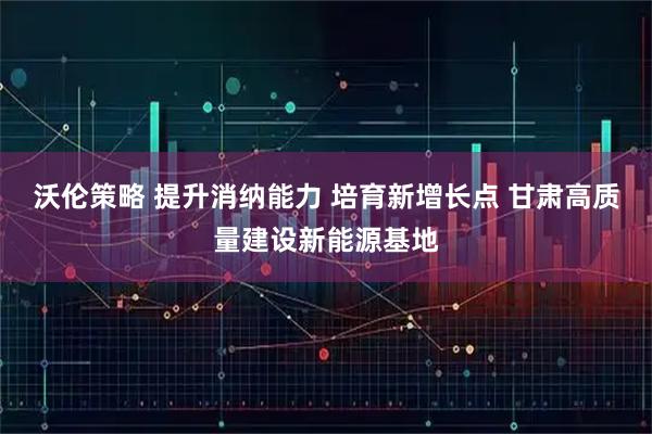 沃伦策略 提升消纳能力 培育新增长点 甘肃高质量建设新能源基地